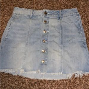 Light denim 6 button jean skirt